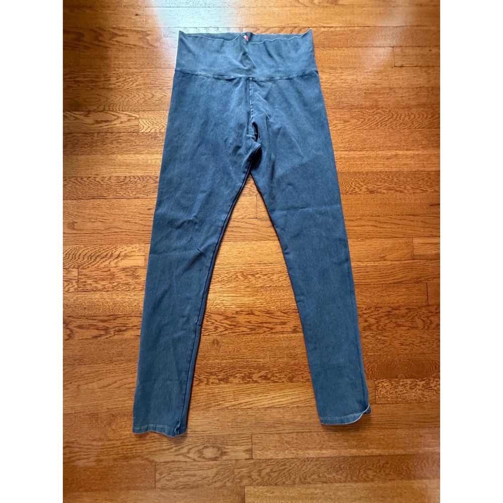 T Party Blue Cotton Spandex Stretch Leggings Womens Large Made in USA CJ72219